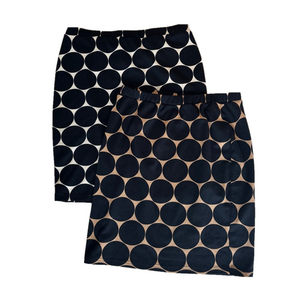 Set of 2! Bobeau Polka Dot Women's Skirt - Black and Tan